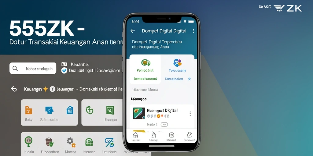 Antarmuka pengguna aplikasi Dompet Digital 555ZK yang modern dan fungsional.