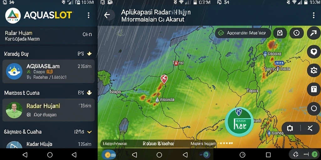 Antarmuka AQUASLOT menampilkan peta radar hujan yang jelas dan informatif.
