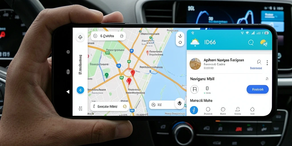 Tampilan antarmuka ID66 dengan fitur navigasi mobil yang mudah digunakan.