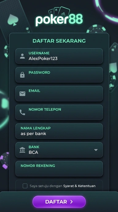 Cara Daftar Akun Baru poker88 di Android